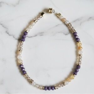 Multicolour Mauve & Orange Quartz Bracelet with Gold Hematite